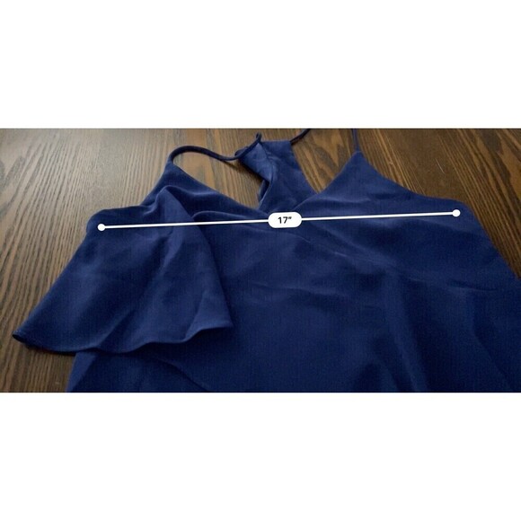 A by Amanda Uprichard Cascading Ruffle Dress in Blue Women’s Size M Sleeveless - Picture 11 of 15